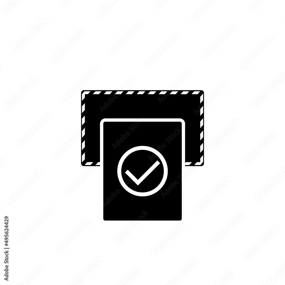 Envelope with confirmed document icon isolated on white background Envelope with confirmed document icon isolated on white background