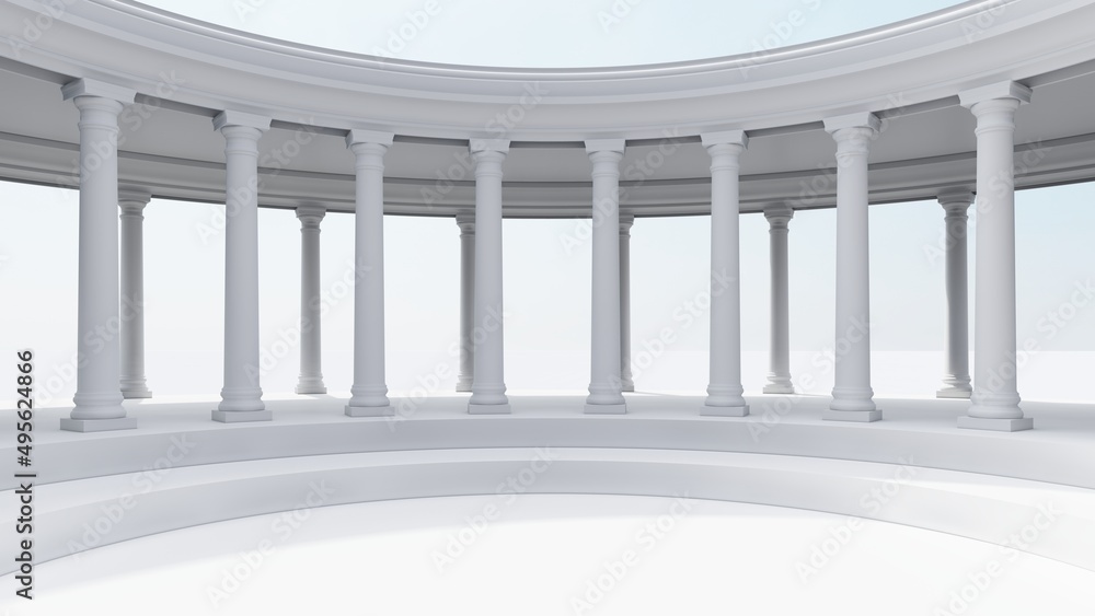 Obraz premium Classic semicircular interior with columns 3d render