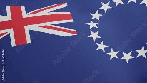 National flag of Cook Islands waving original colors 3D Render, Cook Islands Ensign flag textile, coat of arms Cook Islands independence day photo