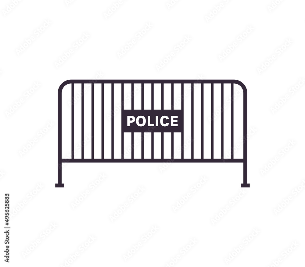 Portable steel police fence and urban steel barrier design flat illustration. Portable steel police fence and urban steel barrier design flat illustration.