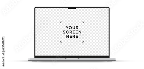 Modern laptop mockup front view, isolated on white background. Notebook mockup for ui ux app and website presentation Stock Vector illustration.