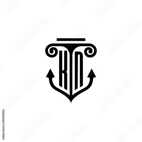 KN pillar and anchor ocean initial logo concept
