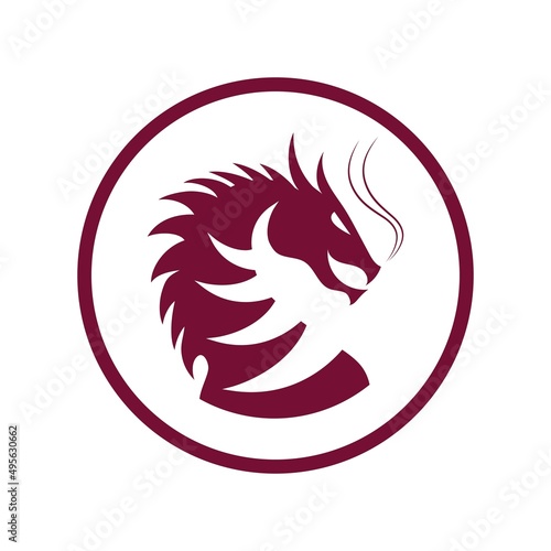 head dragon simple logo symbol icon illustration design vector