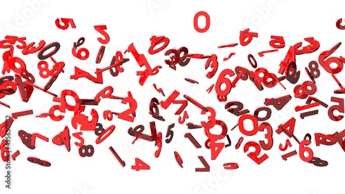 Red numbers on white background.
3D illustration for background.
