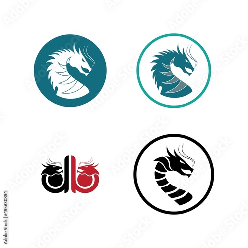 Fototapeta Naklejka Na Ścianę i Meble -  head dragon simple logo symbol icon illustration design vector