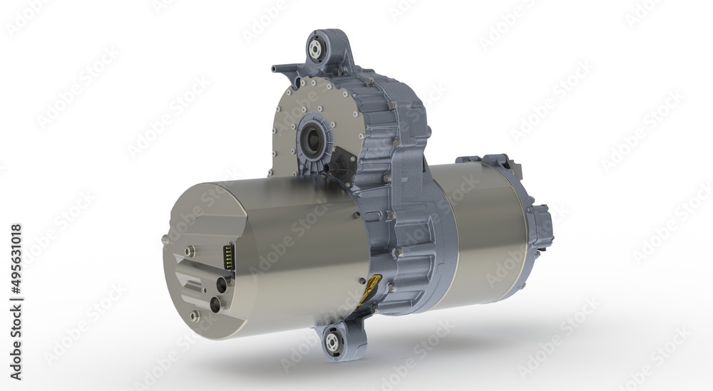 Electric car motor isolated on white background, 3D rendering Electric car motor isolated on white background, 3D rendering
