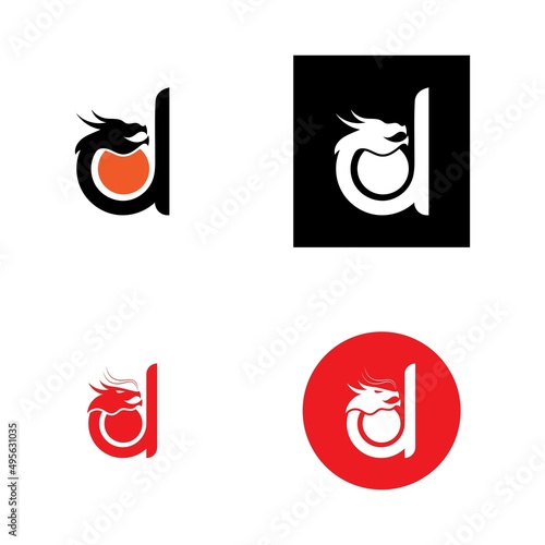 Fototapeta Naklejka Na Ścianę i Meble -  head dragon simple logo symbol icon illustration design vector