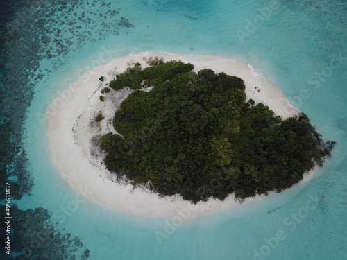 Uninhabited islands, Maldivies. View from above. No filters photo