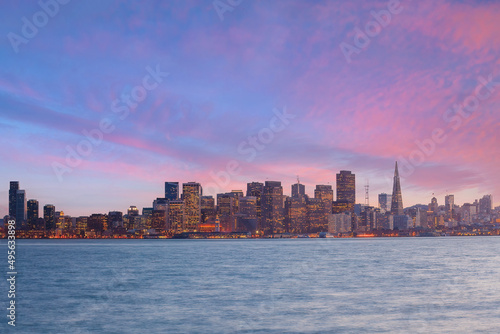  San Francisco city skyline taken from Treasure Island in California
