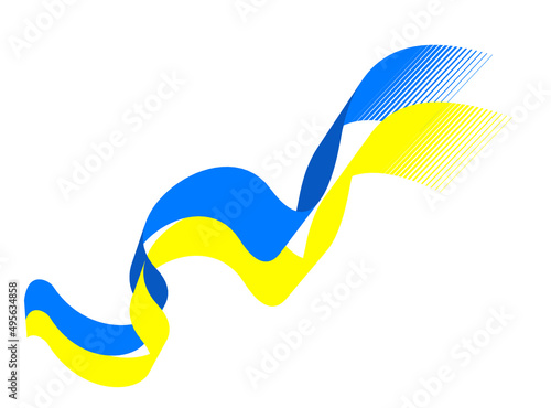Wavy yellow and blue ribbon. Ukrainian flag. No war, Save Ukraine. Vector
 illustration.