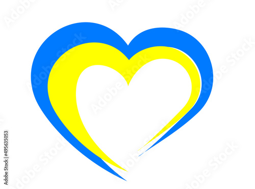 Abstract yellow-blue heart in the colors of the Ukrainian flag. No war, Save Ukraine. Anti-war vector pattern.