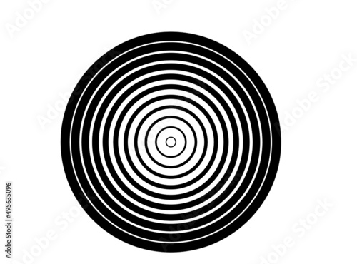 Abstract round design element, black on a white background. Striped round pattern. Vector illustration