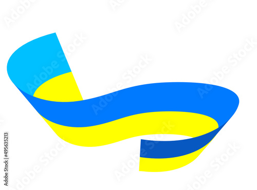 Curved yellow and blue ribbon. Ukrainian flag. No war, Save Ukraine. Vector
 illustration.
