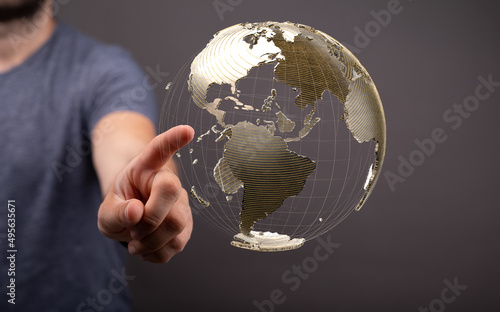 World map with satellite da...
