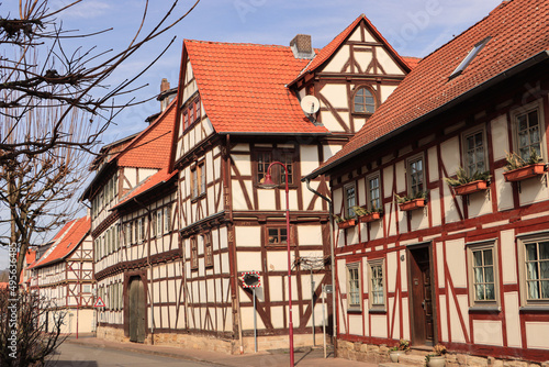 Romantische Fachwerkstadt Wanfried an der Werra; Blick in die Marktstraße