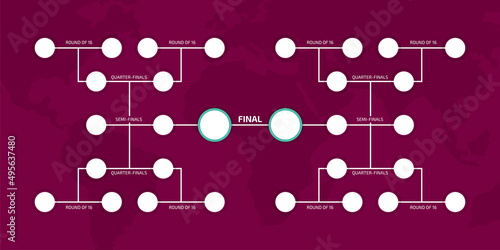 Football Qatar 2022 playoff match schedule. Soccer results table world cup. Vector illustration.