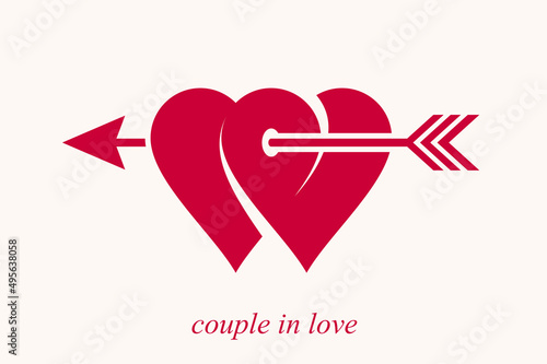 Double two hearts with cupi...