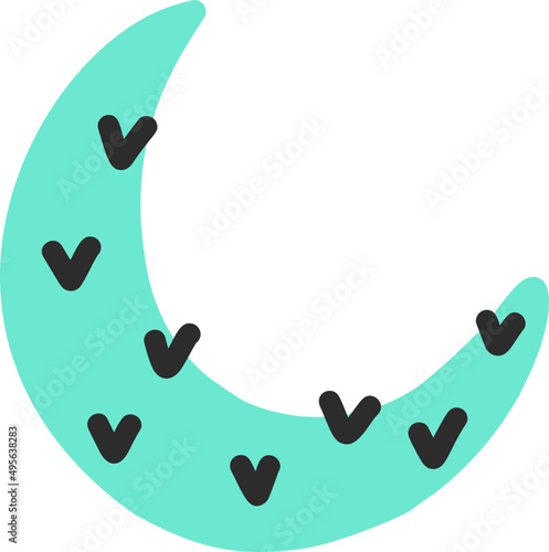 Moon decorative element, green vector night object
