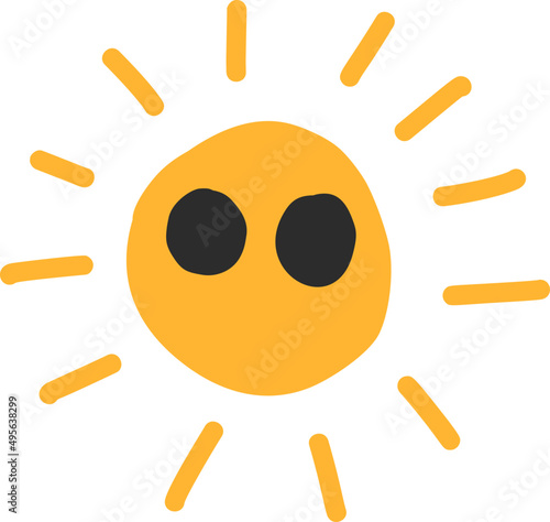 Yellow sun illustration , decorative seasonal vector object