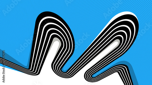 Creative lines vector abstract background, 3D perspective linear graphic design composition, stripes in dimensional rotation poster or banner.