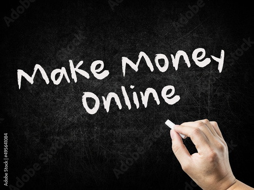 Make Money Online text on blackboard, business concept background