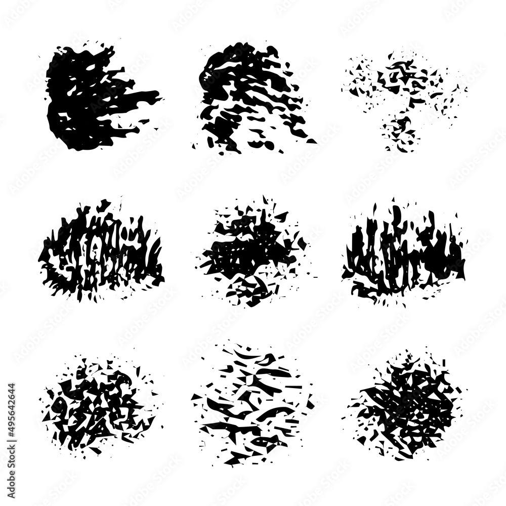 Vector illustration. Ink stamp texture. Dirty artistic design elements Grunge background. Difficult overlay texture. Abstract textured effect. Black on white. Freehand drawing. EPS10.