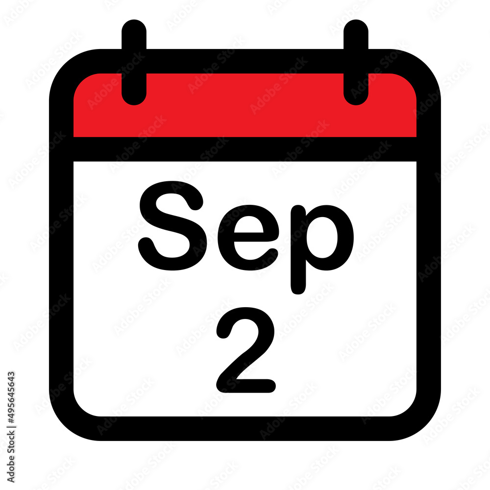 Calendar icon with second September Calendar icon with second September