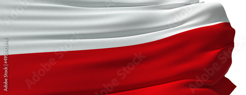 drapeau polonais qui flotte dans le vent, gros plan - rendu 3d