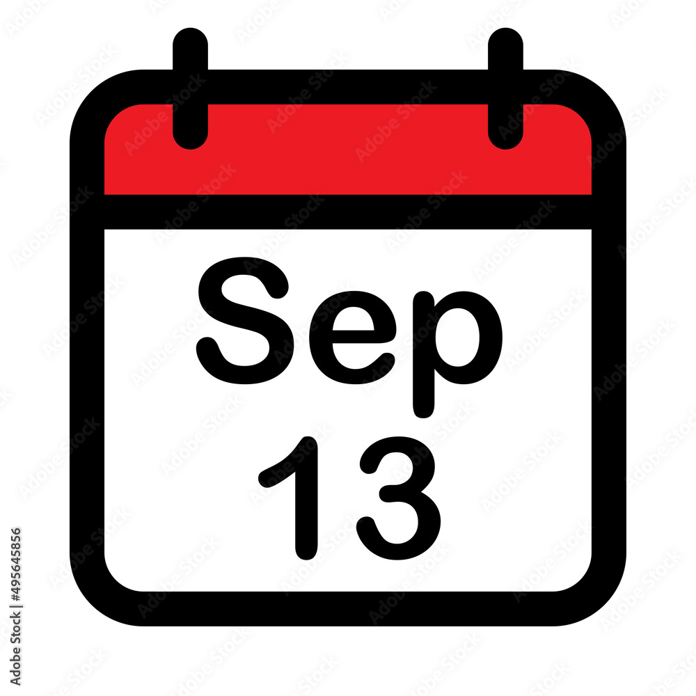 Calendar icon with thirteenth September Calendar icon with thirteenth September