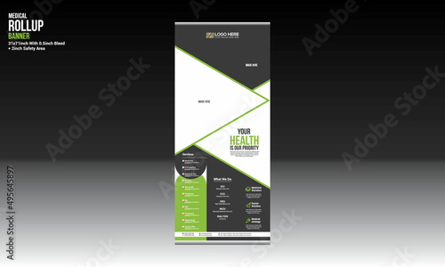 health vector roll up banner design