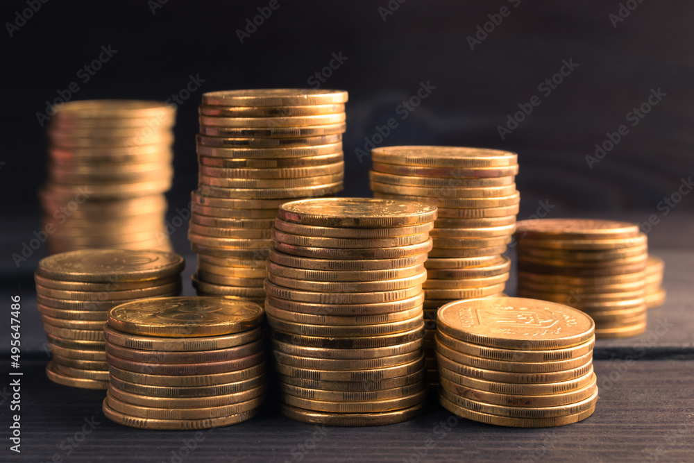 Stack of Gold Coin on Black Background. Stack of Gold Coin on Black Background.