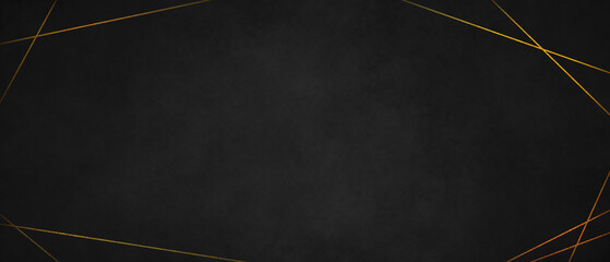 Black background with grunge texture decorated with Shiny golden lines. black gold luxury background