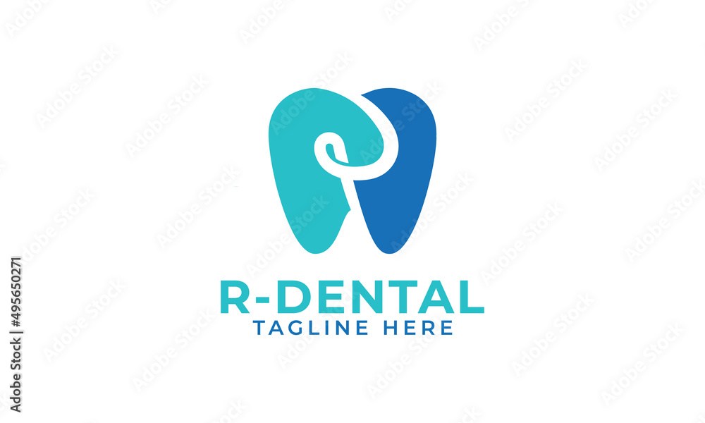 Initial letter R Dental for dentist clinic logo design, practice identity. Initial letter R Dental for dentist clinic logo design, practice identity.