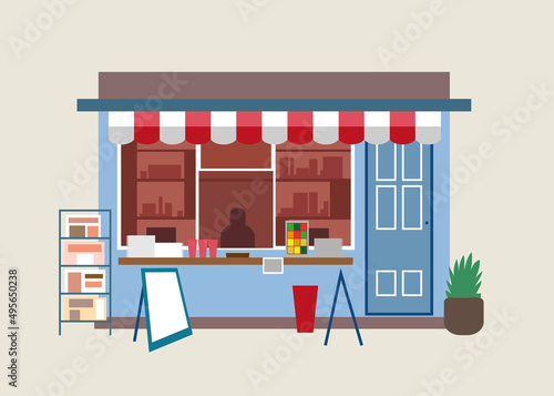 Colorful vector illustration of a kiosk