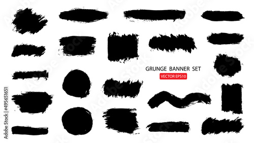 Set of hand drawn painted scratched vector Illustrations template of grunge banners abstract background brush texture