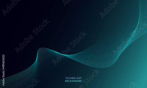 abstract wave technology background with blue light smooth and flow.