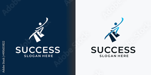 poeple success logo raise a success premium vector