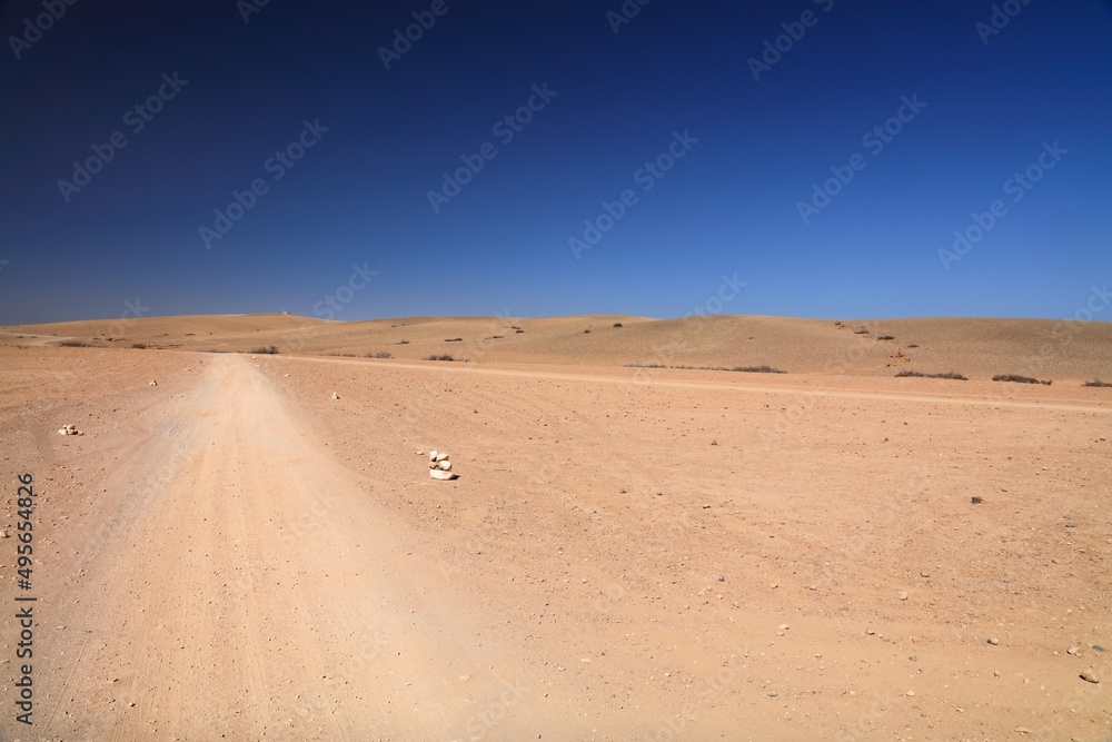 Agafay desert road in Morocco
