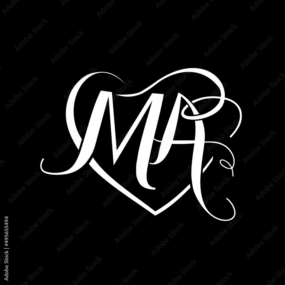 Heart MA Wedding monogram initial logo Heart MA Wedding monogram initial logo