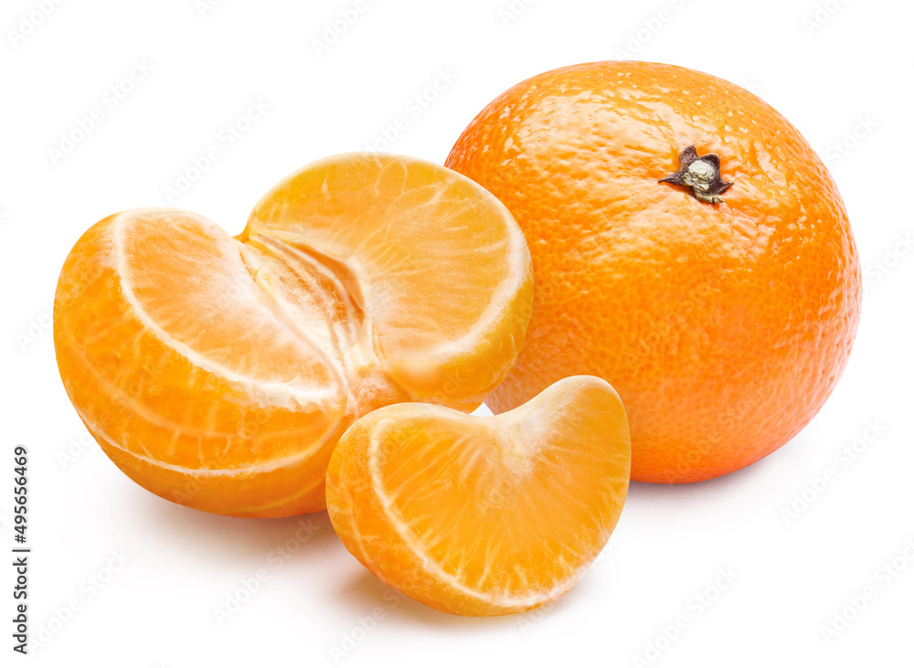 Ripe tangerines, isolated on white background Ripe tangerines, isolated on white background