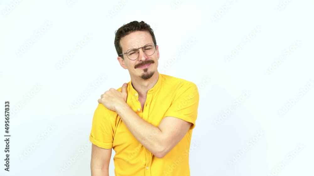 Man with shoulder pain over isolated background Man with shoulder pain over isolated background