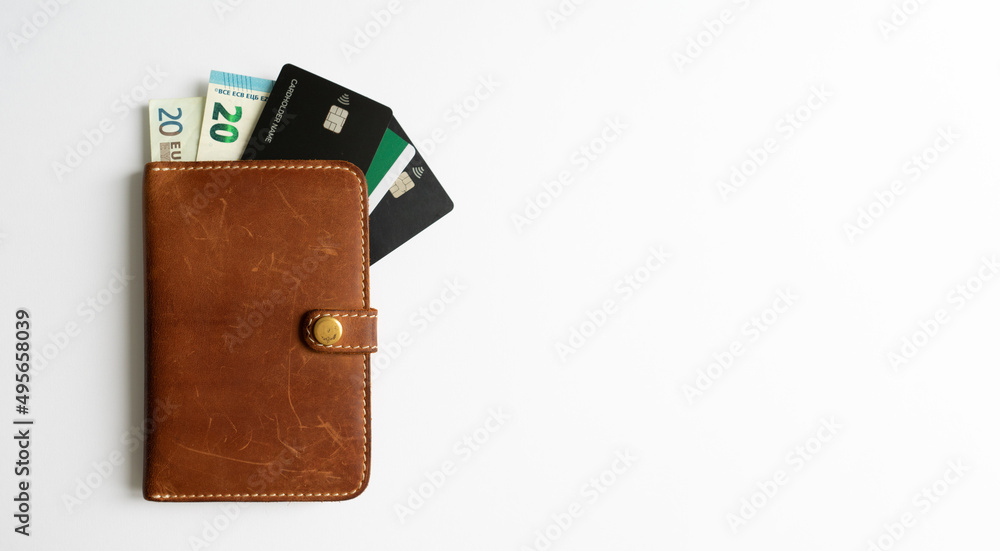 Money and credit cards in the dockholder. - obrazy, fototapety, plakaty 