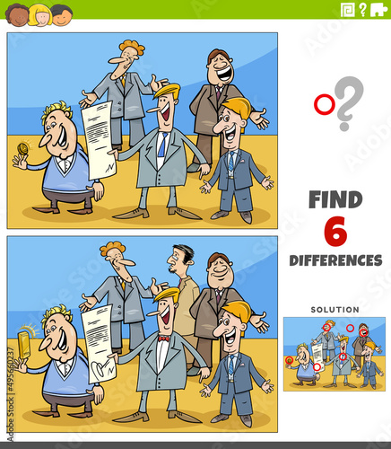 differences educational game with cartoon businessmen