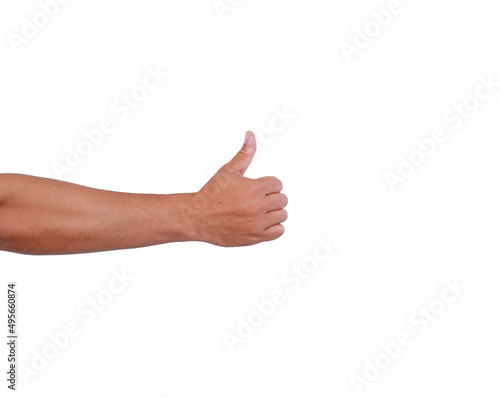 Hand of men isolated on white background concept Admiration, Excellent