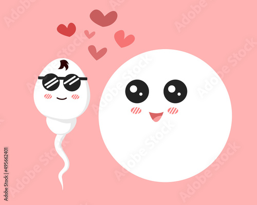 sperm and egg cartoon character. vector illustration