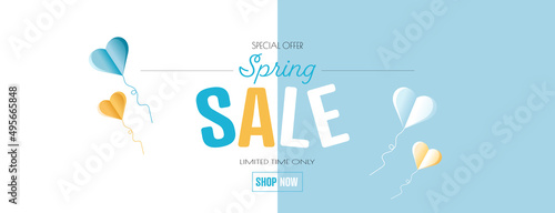 Spring sale banner. Modern minimal design for Sales. Flat vector illustration.
