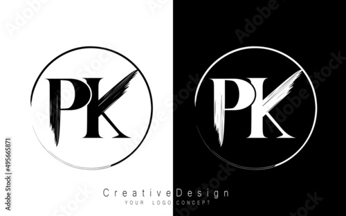 PK letter logo design template vector