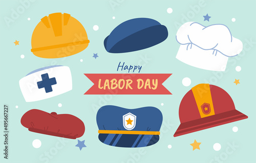 Labor Day Concept, Hat, Occupation, Vector, Illustration