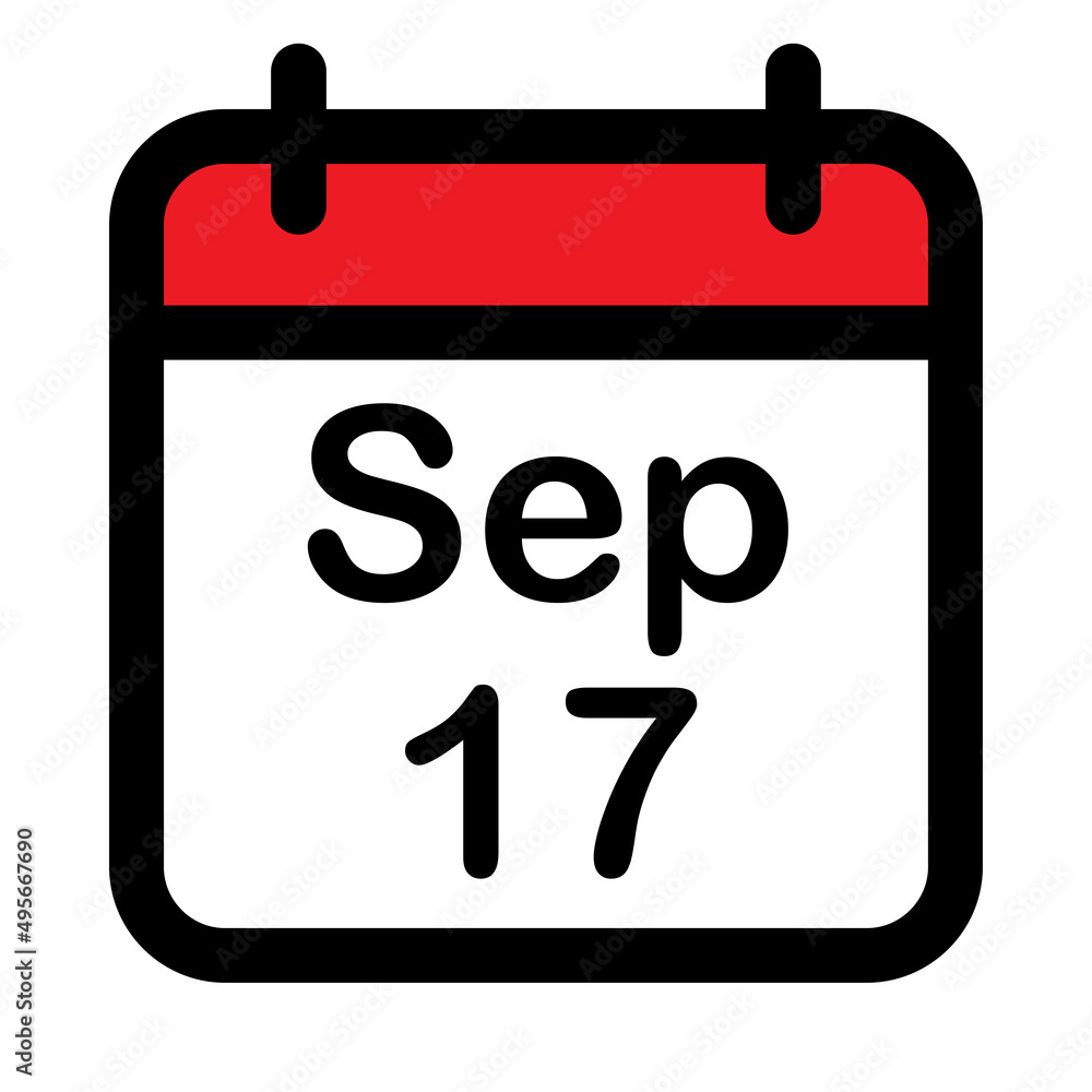Calendar icon with seventeenth September Calendar icon with seventeenth September