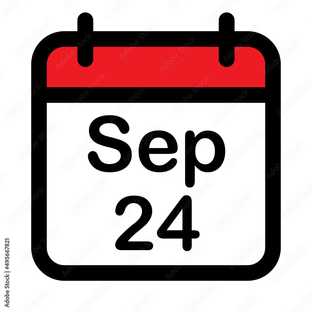 Calendar icon with twenty fourth September Calendar icon with twenty fourth September